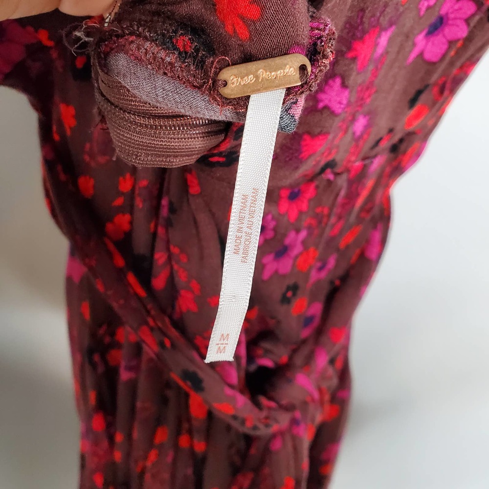 FREE PEOPLE • Red Plum It Takes Two Wrap Front Keyhole Mini Dress Sz M - Picture 7 of 9